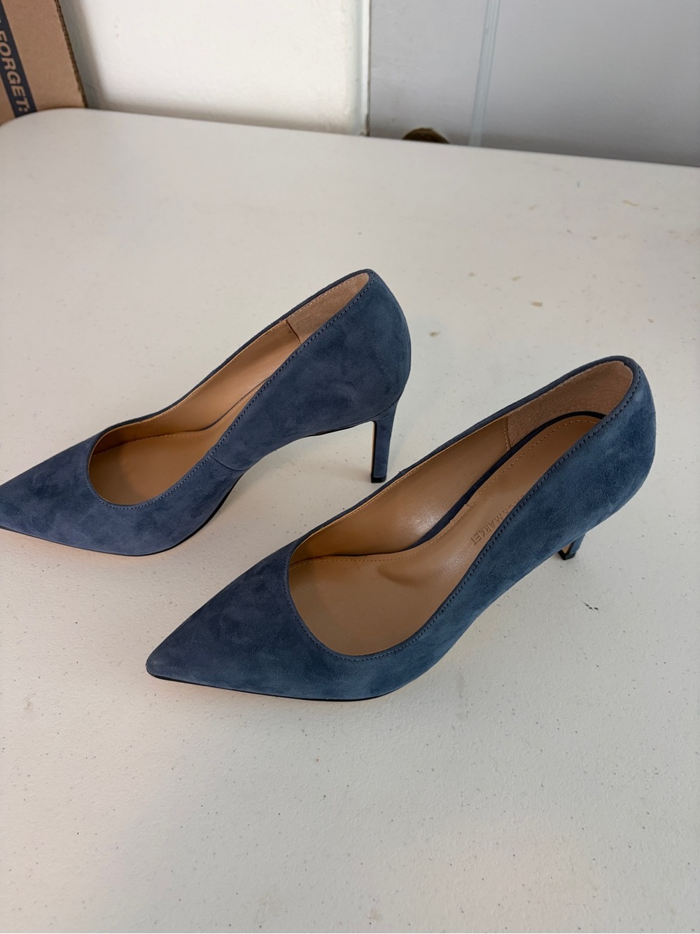 White House Black Market Navy Suede Pointed-Toe Pumps